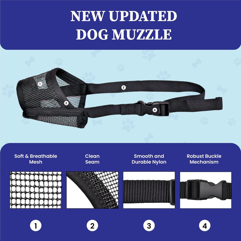 Extra Large Dog Muzzle Air Mesh Big Dog Muzzle | Suitable for Small, Medium ...
