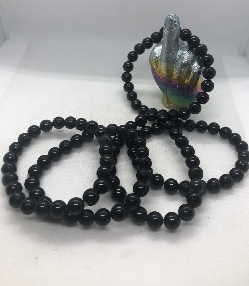 Stretch beaded 8mm bracelet Rainbow Obsidian