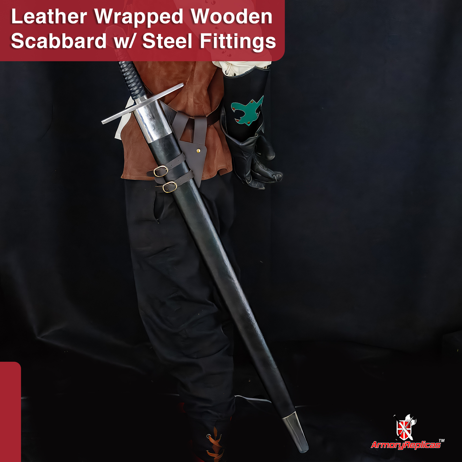 Medieval Knights Templar Handmade Sword – 41” Carbon Steel Blade, Leather Grip