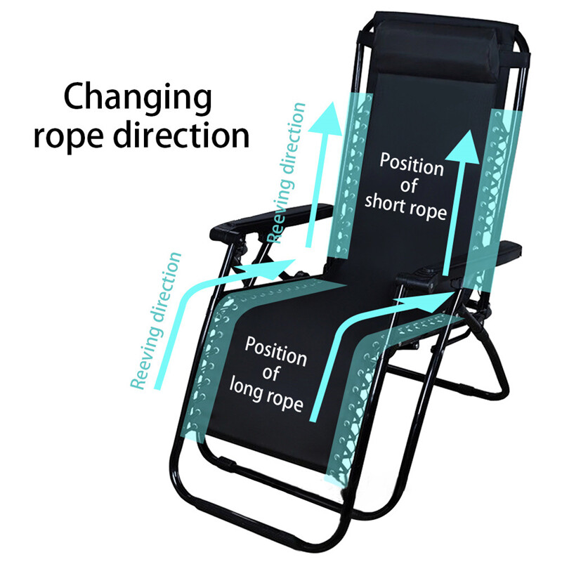 Replacement Lace Kit Zero Gravity Chair Repair Bungee Cord Universal 4 Pcs Black