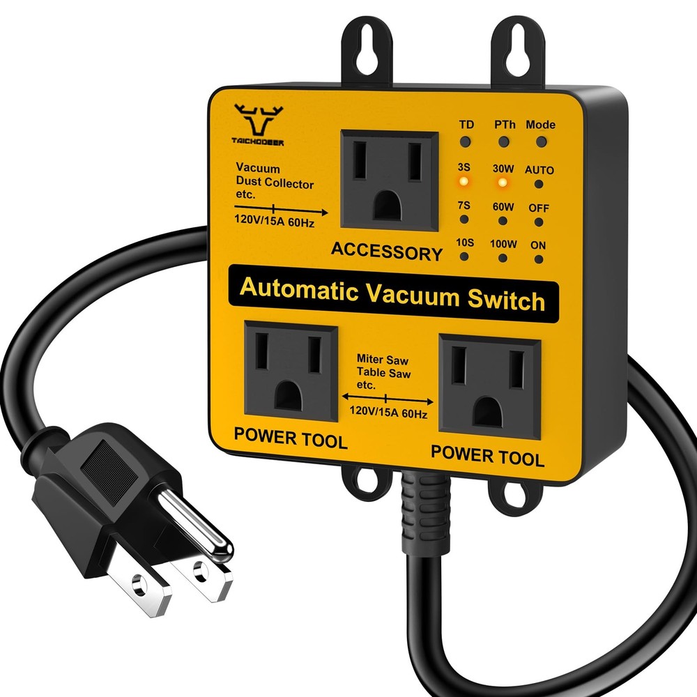 Upgraded Automatic Vacuum Switch, Autoswitch for Dust Collector, Orange