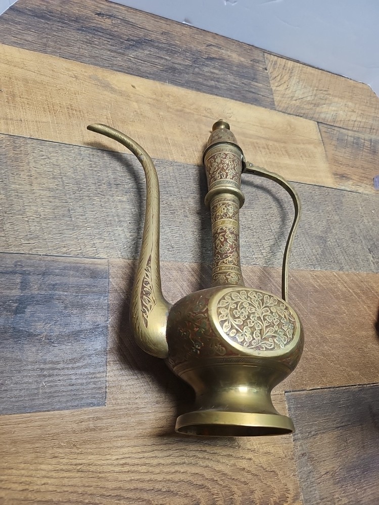 Vintage Middle Eastern Brass Tea Pot Pitcher