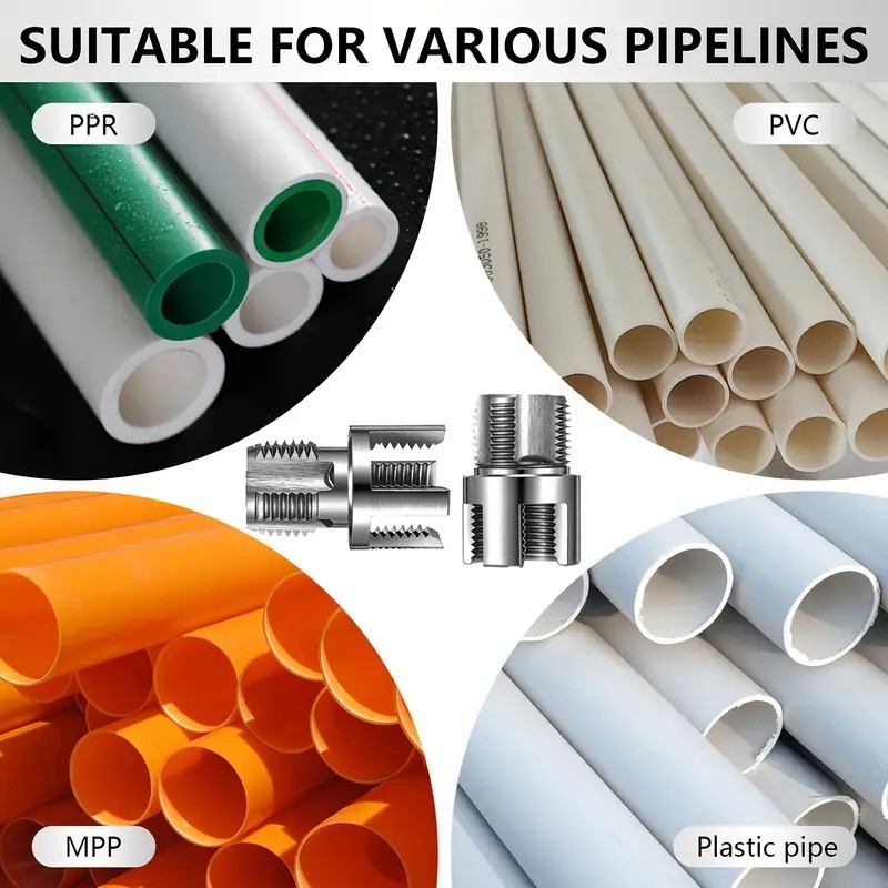 2-Integrated Internal & External Pipe Threading-Tool, PVC Pipe Threader Kit USA