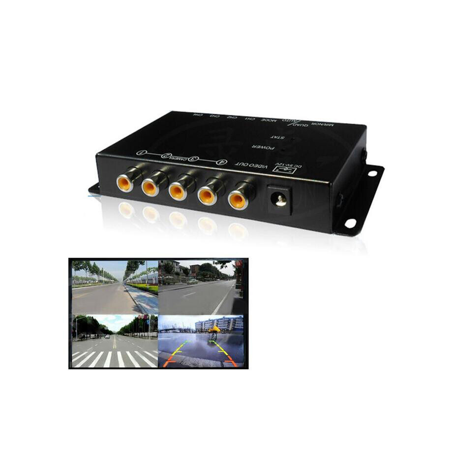 Car 4 Way camera 4 View Video Switch Parking Camera Split-Screen Image Control