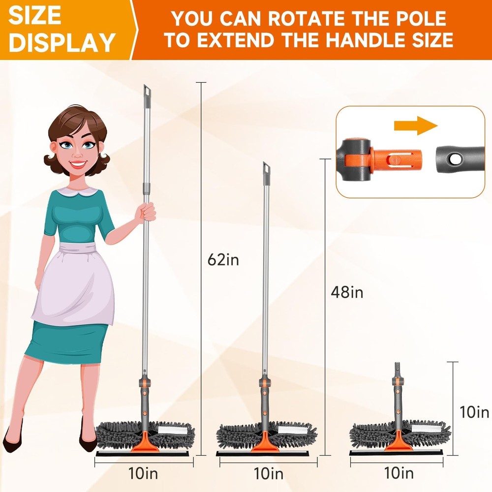 Window Squeegee Cleaner Set 2-in-1 Window Cleaning Tool with Extendable Pole,...