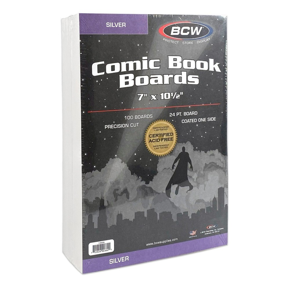 100 BCW SILVER COMIC BOOK BOARDS 7" X 10 1/2"