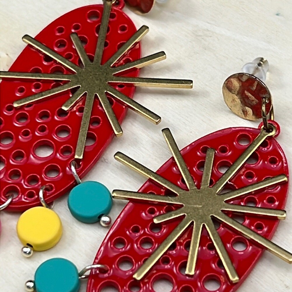 Adorned Crown Artisan Assemblage earrings atomic starburst