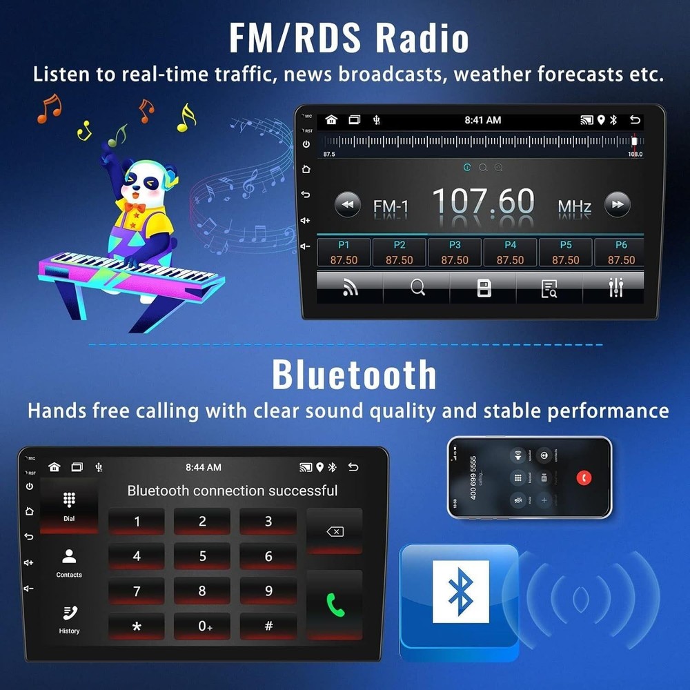 Android 13 Double Din Car Stereo CarPlay Android Auto 9in Touchscreen Bluetooth