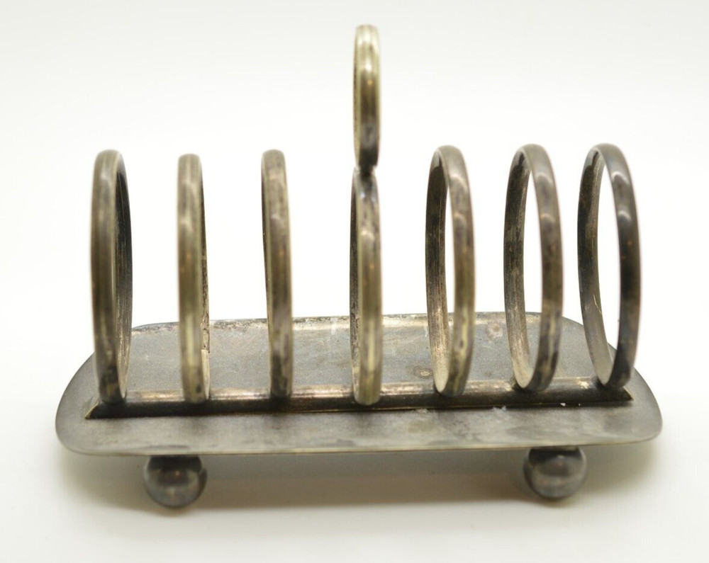 Victorian Robert Pringle Silver Plated Footed Toast Letter Rack Slots Ball Feet