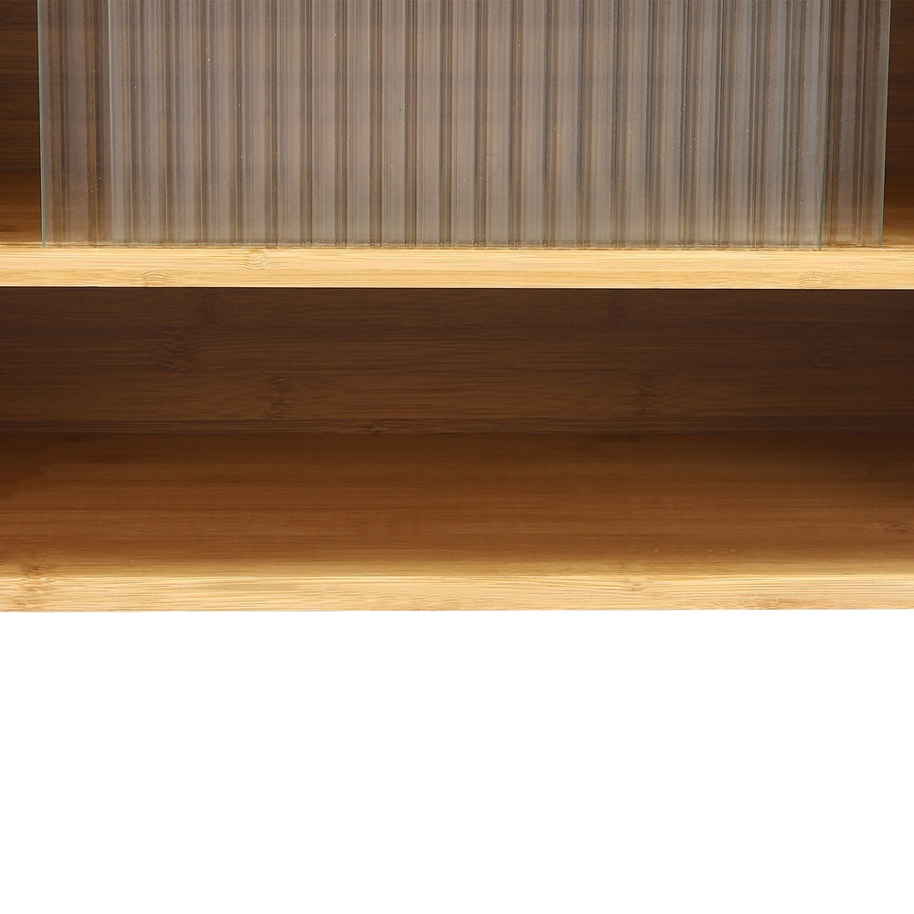 Small Bamboo Kitchen Pantry Sideboard with Sliding Doors and Ample Storage