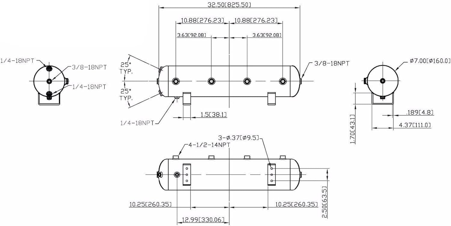 580 Air Ride Suspension Compressors 150 psi On 180 psi Off Pressure Switch