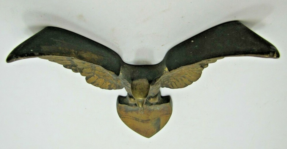 Spread Winged Eagle Shield Antique Brass Decorative Arts Hardware Element