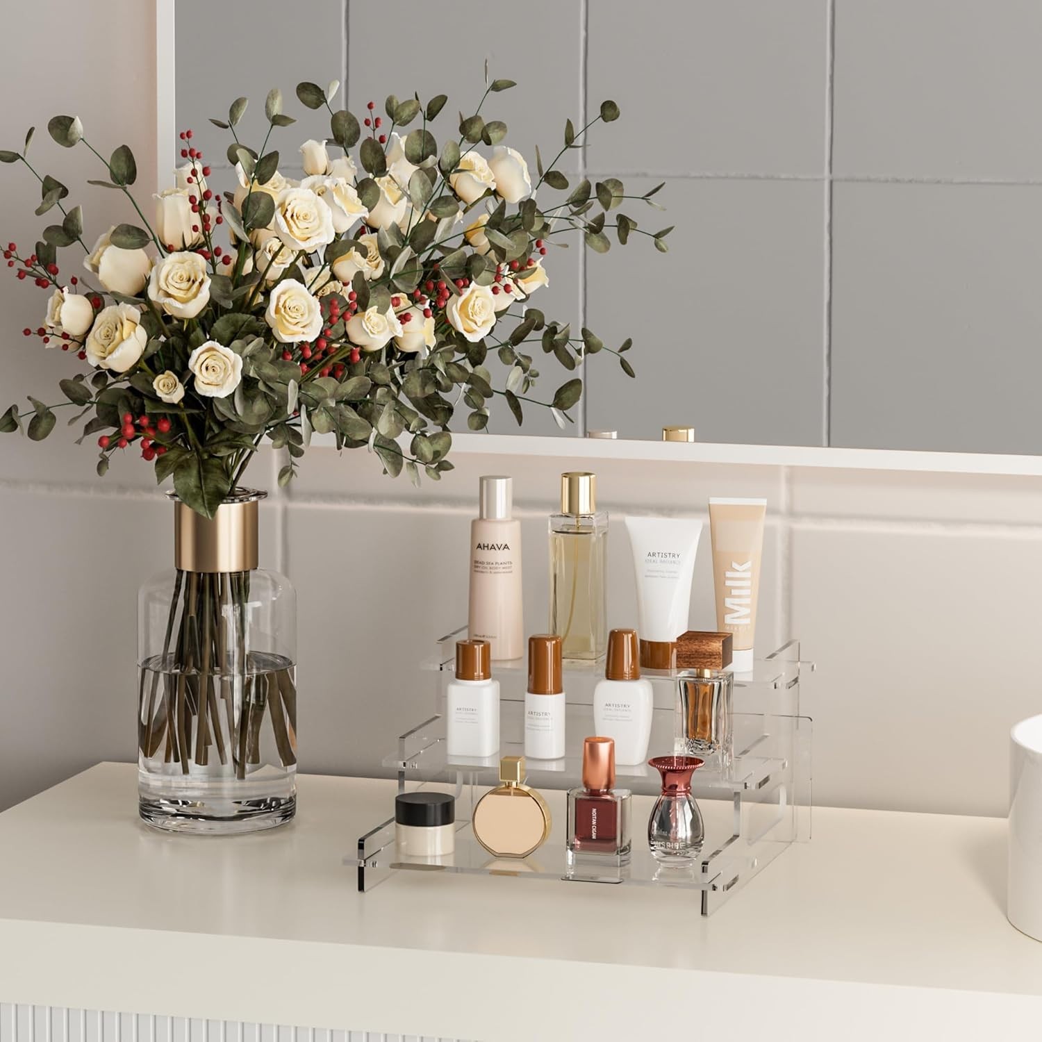 Modern Acrylic Display Stand - 3 Tiers for Showcasing Collectibles & Home Decor