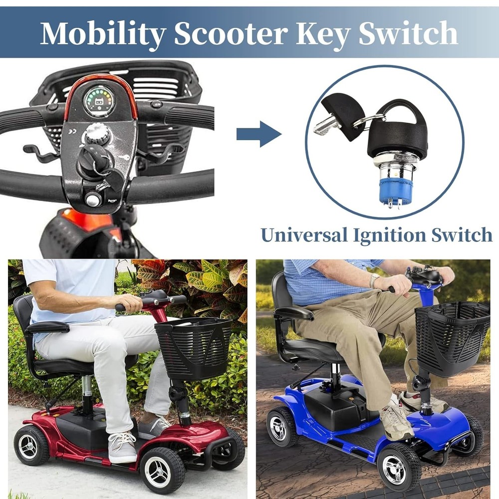 Lightweight Ignition Key Switch for Mobility Scooters - Fits Most Pride Models