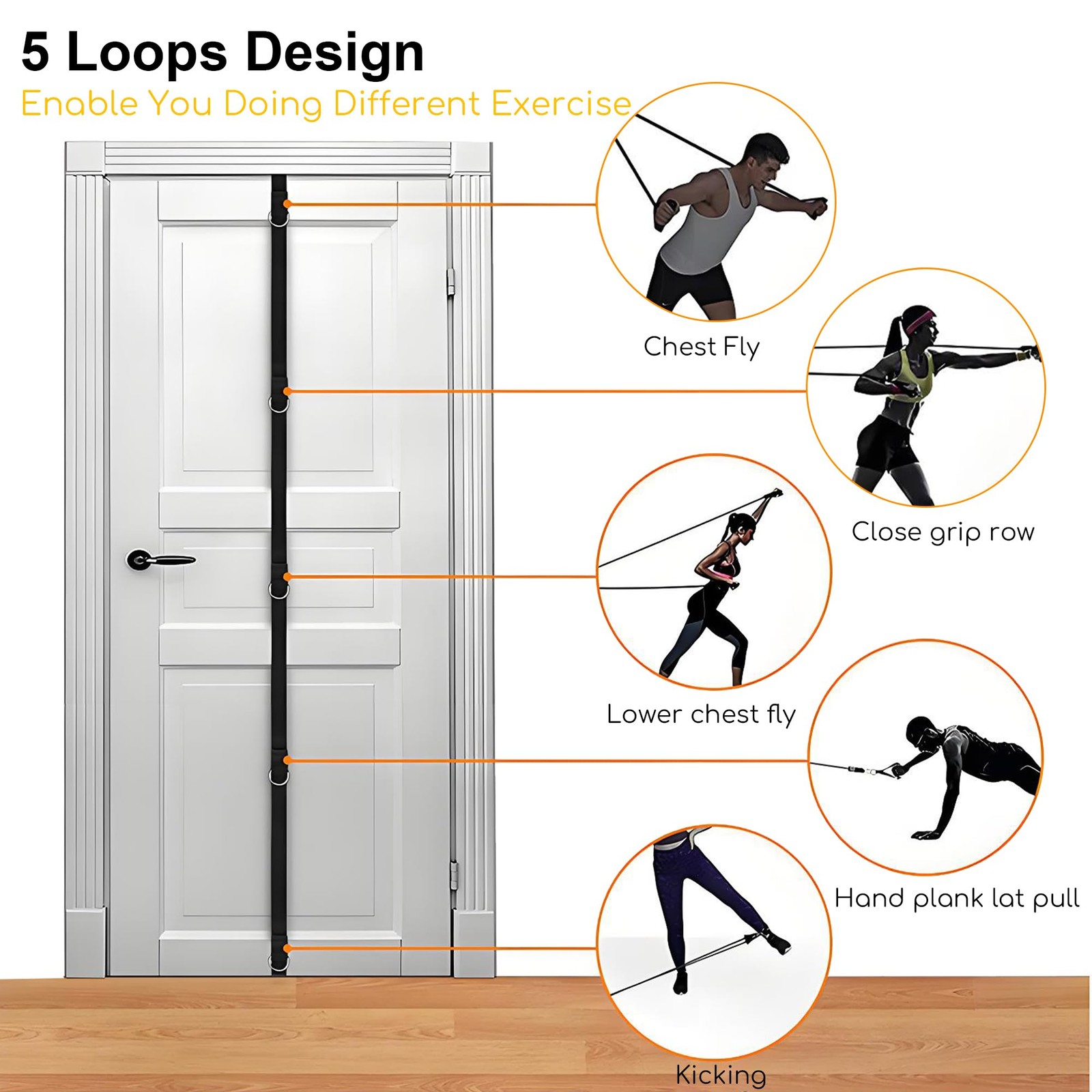 Resistance Bands Set with Door Anchor Training System, 5 Colors Stackable up ...