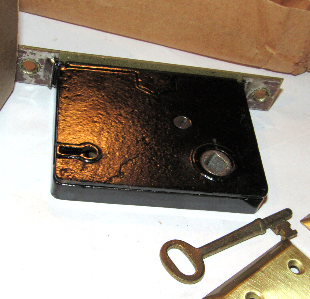 UNUSED VINTAGE SKILLMAN MORTISE INSIDE SET W/KEY! MISSING KNOBS! WORKS SMOOTHLY