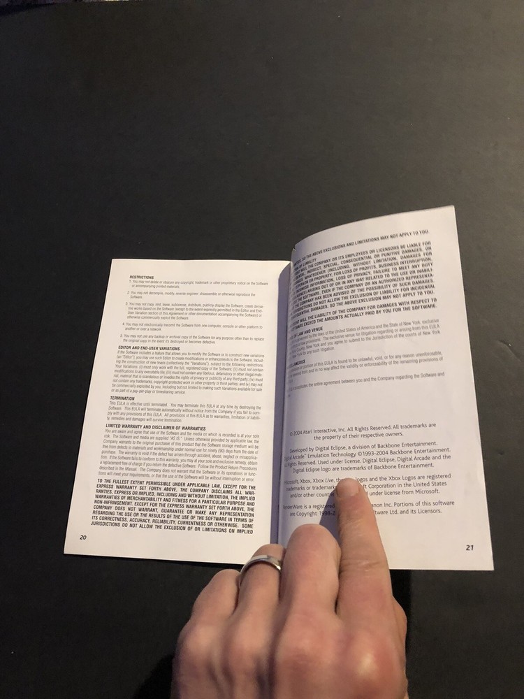 atari anthology xbox Manual Only