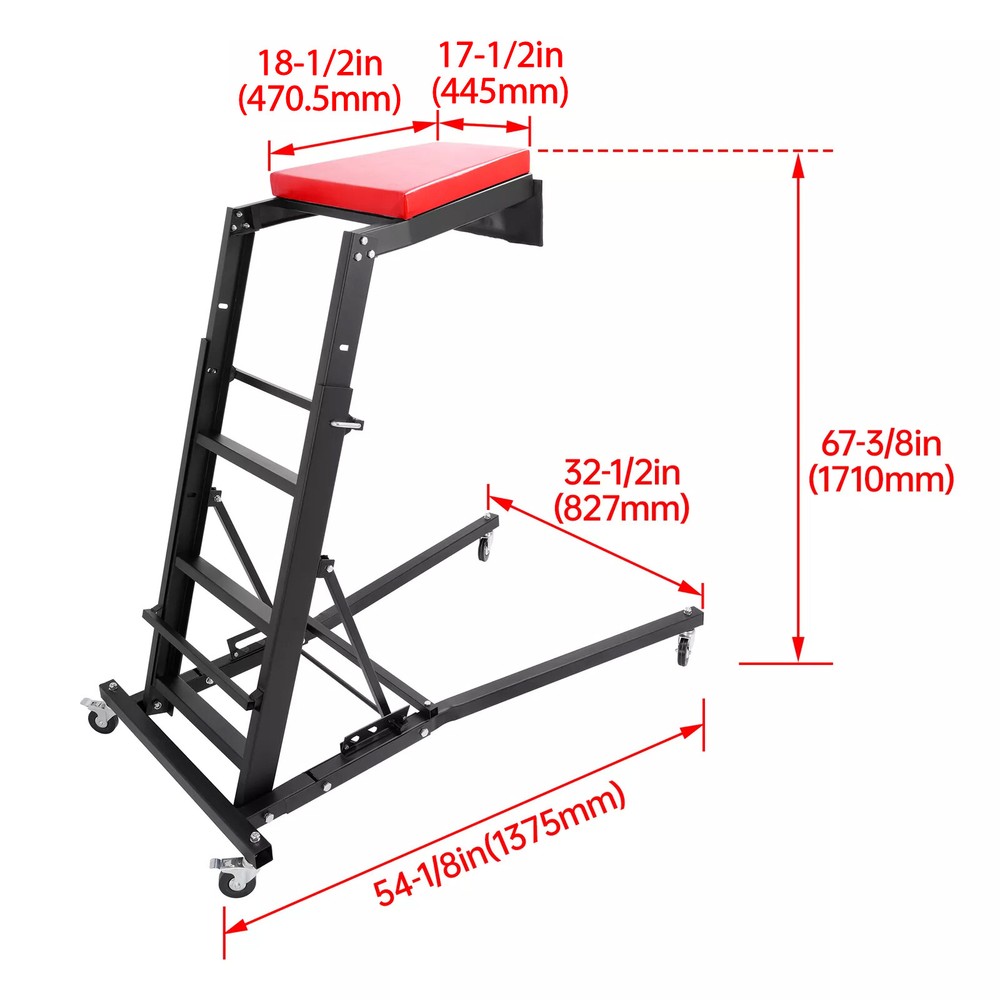 Foldable Topside Creeper Adjustable 48" - 66" Movable Ladder W/ 4 Wheels
