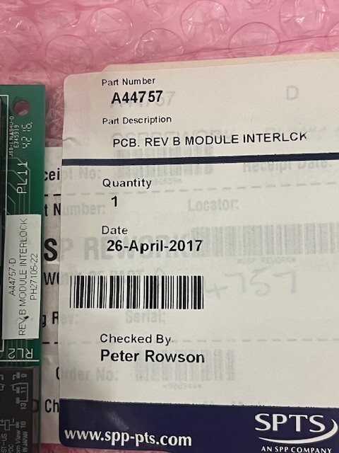 SPTS Technologies MODULE INTERLOCK PCB, A44757 REV, B, NOS