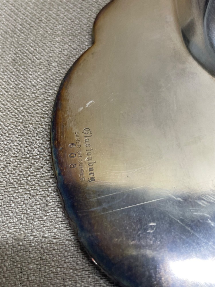 Glastonbury Silver on Copper Shell Dish footed marked 608