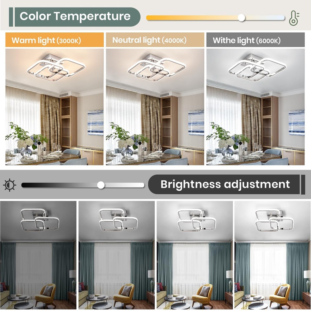 Modern Ceiling Light,Dimmable LED Ceiling Light Fixtures with Remote Control,...
