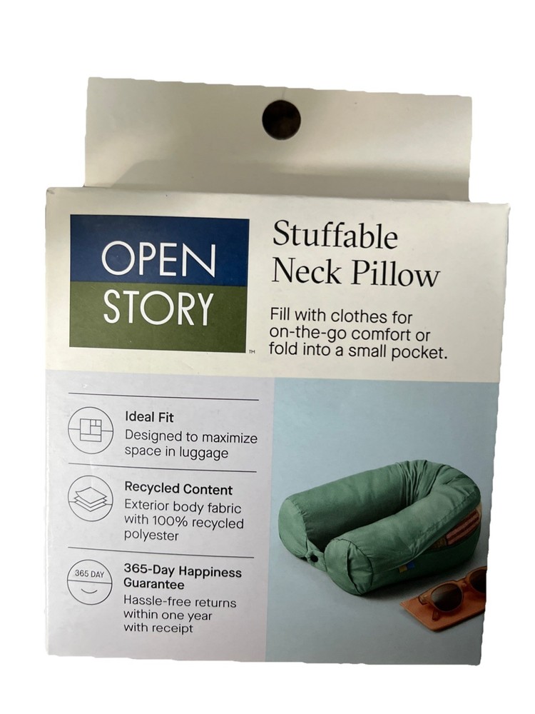 "OPEN STORY" STUFFABLE NECK PILLOW , GREEN