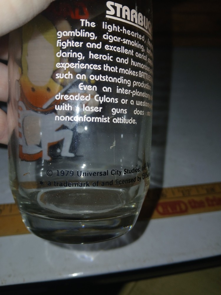 1979 Battlestar Galactia Apollo Drinking Glass Universal City Studios