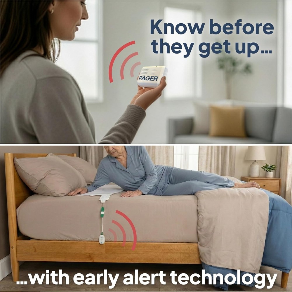 Fall Prevention Bed Exit Alarm - Wireless Pager & Sensor Technology Included
