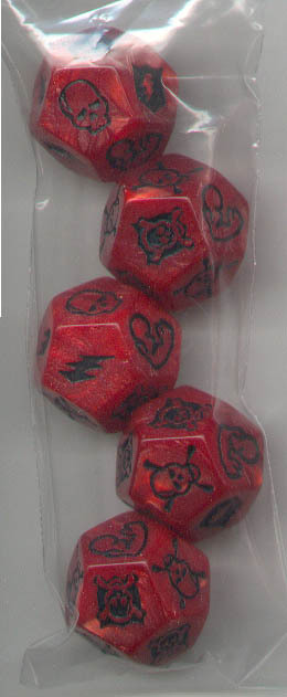 BattleDice - Pearl Red w/black  - 5 D12