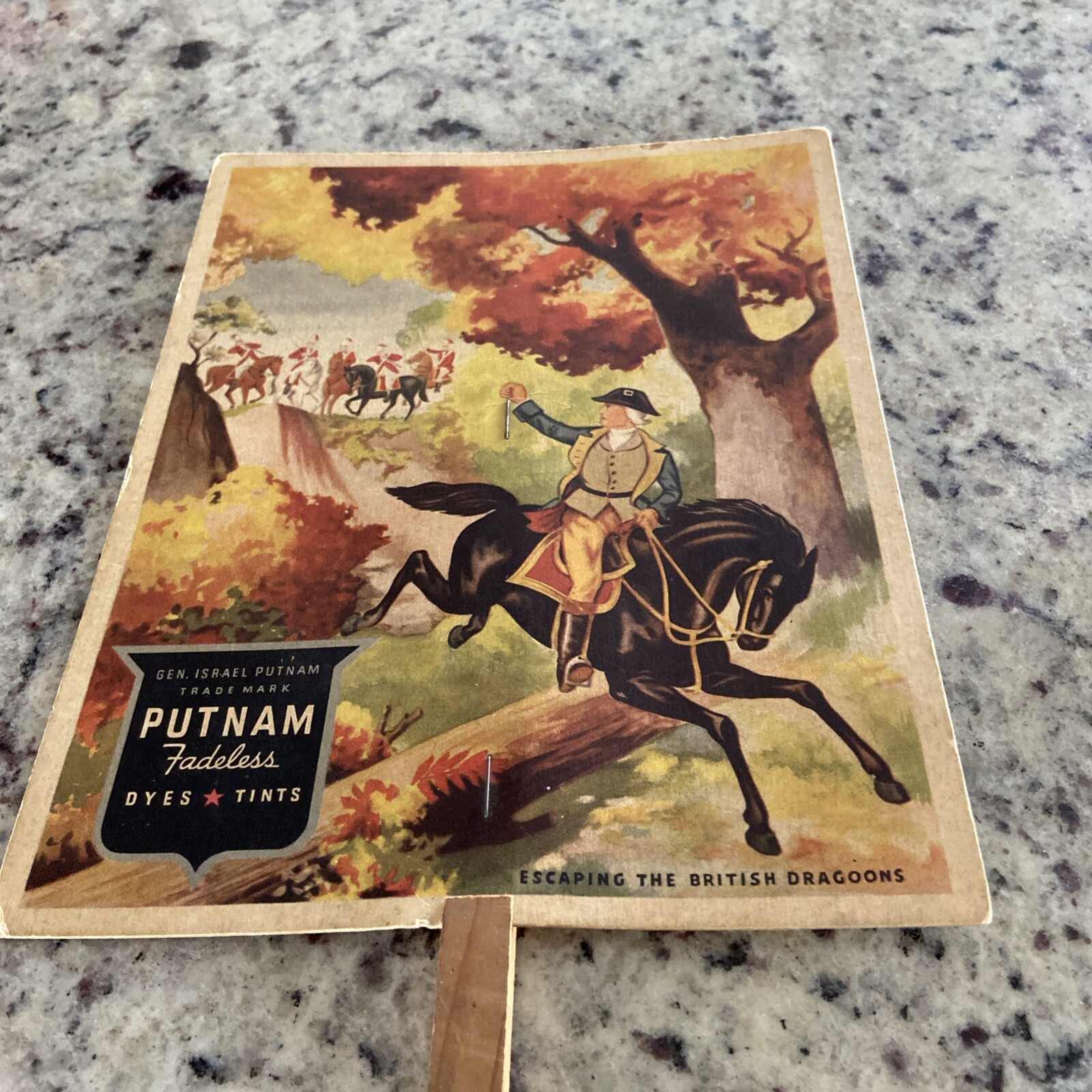 Putnam Dyes antique store fan sign, 1920s Peoples Drug Frederick