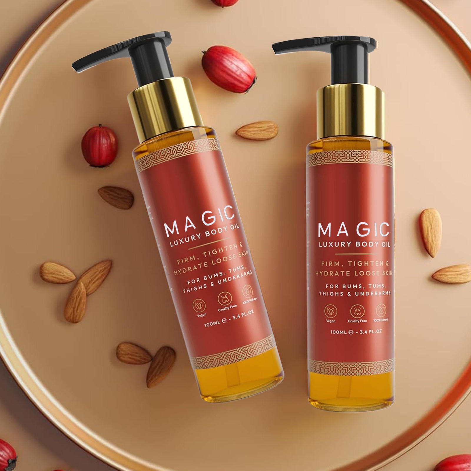 (2 PACK)BESQUE Magic Luxury Body Oil – Firms & Hydrates Skin 100% Natural 100ml