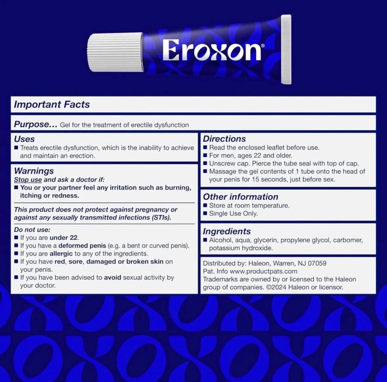 EROXON STIMGEL 4 Single Dose Tubes Erectile Dysfunction Fast Acting Gel