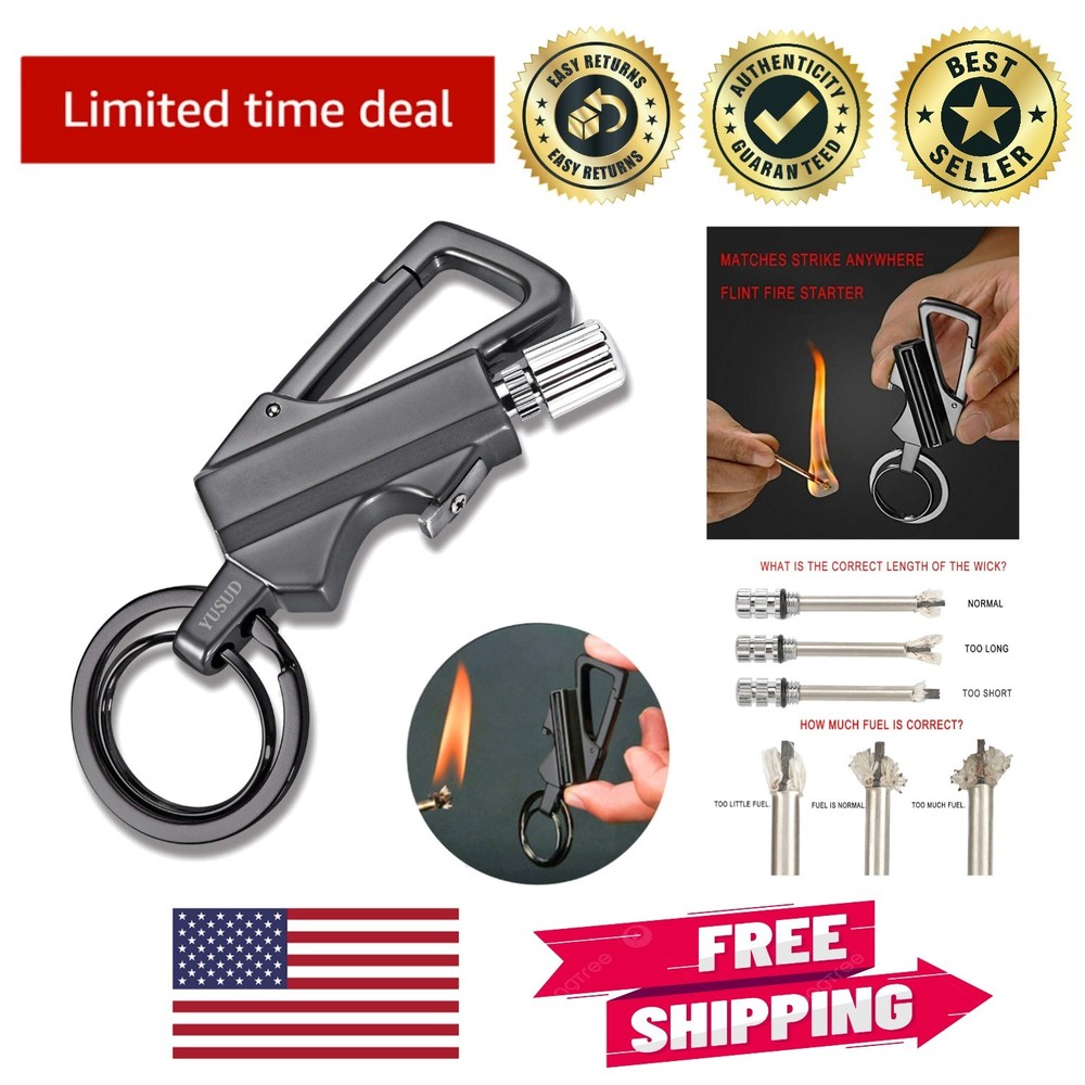 Durable Flint Fire Starter Keychain Lighter: Endless Fire & Ultimate Convenience
