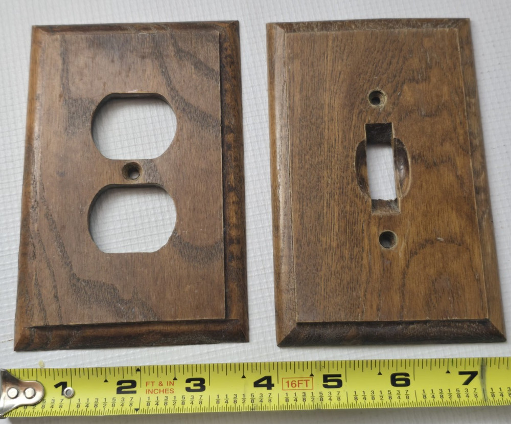 Antique Wooden Plates - Outlet Covers Rectangular Rustic Cabin 1 Switch 3 Outlet
