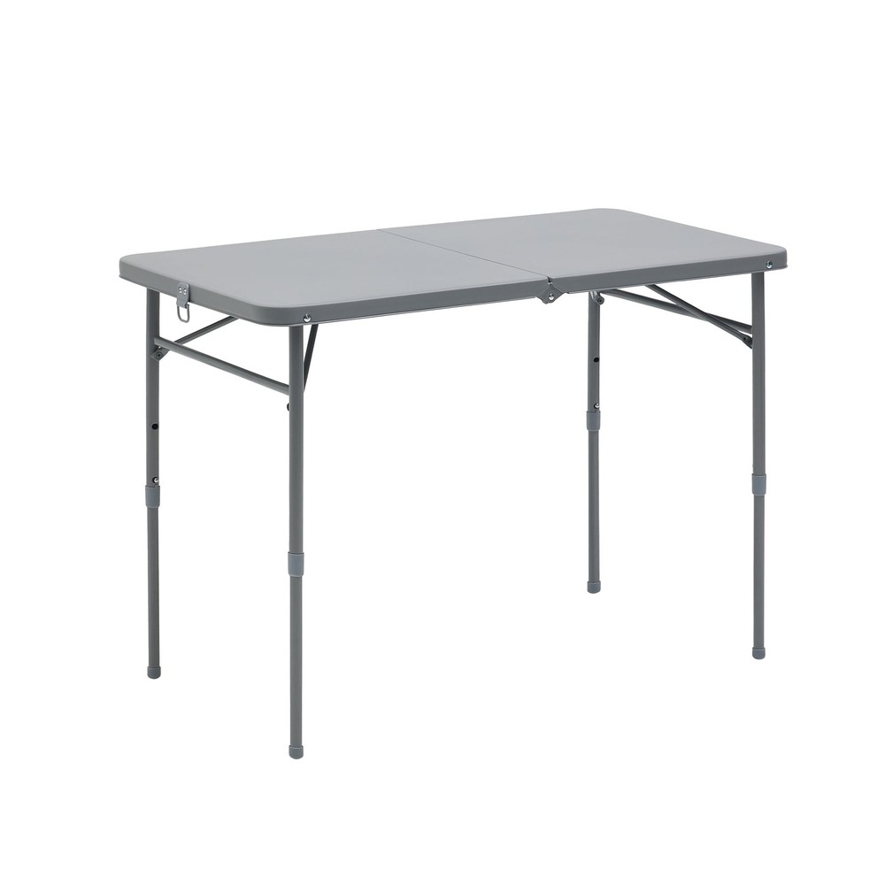 40"L x 20"W Plastic Adjustable Height Fold-in-Half Folding Table, Gray