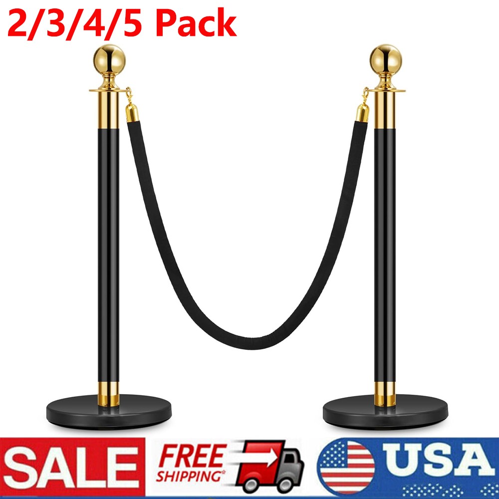 2/3/4/5PCS Stanchion Posts Queue Barrier Crowd Control Sand Sturdy Base