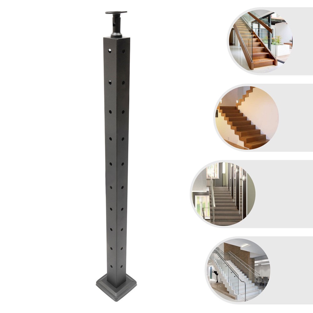 Cable Railing Post Deck Railing 36x2x2" Black Stainless Post w/ Pre-Drilled Hole