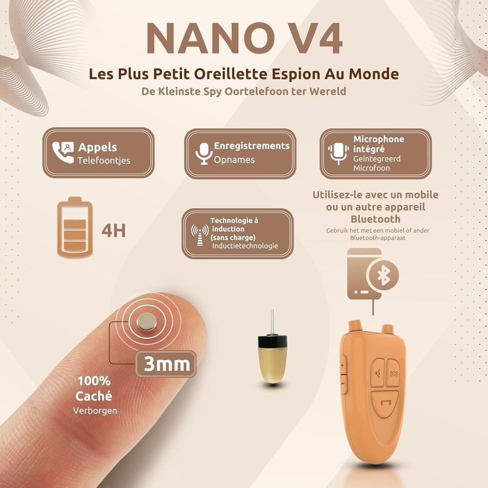 NEW Invisible Wireless Bluetooth Small Mini Nano Tiny Spy Bug Cheat Exam