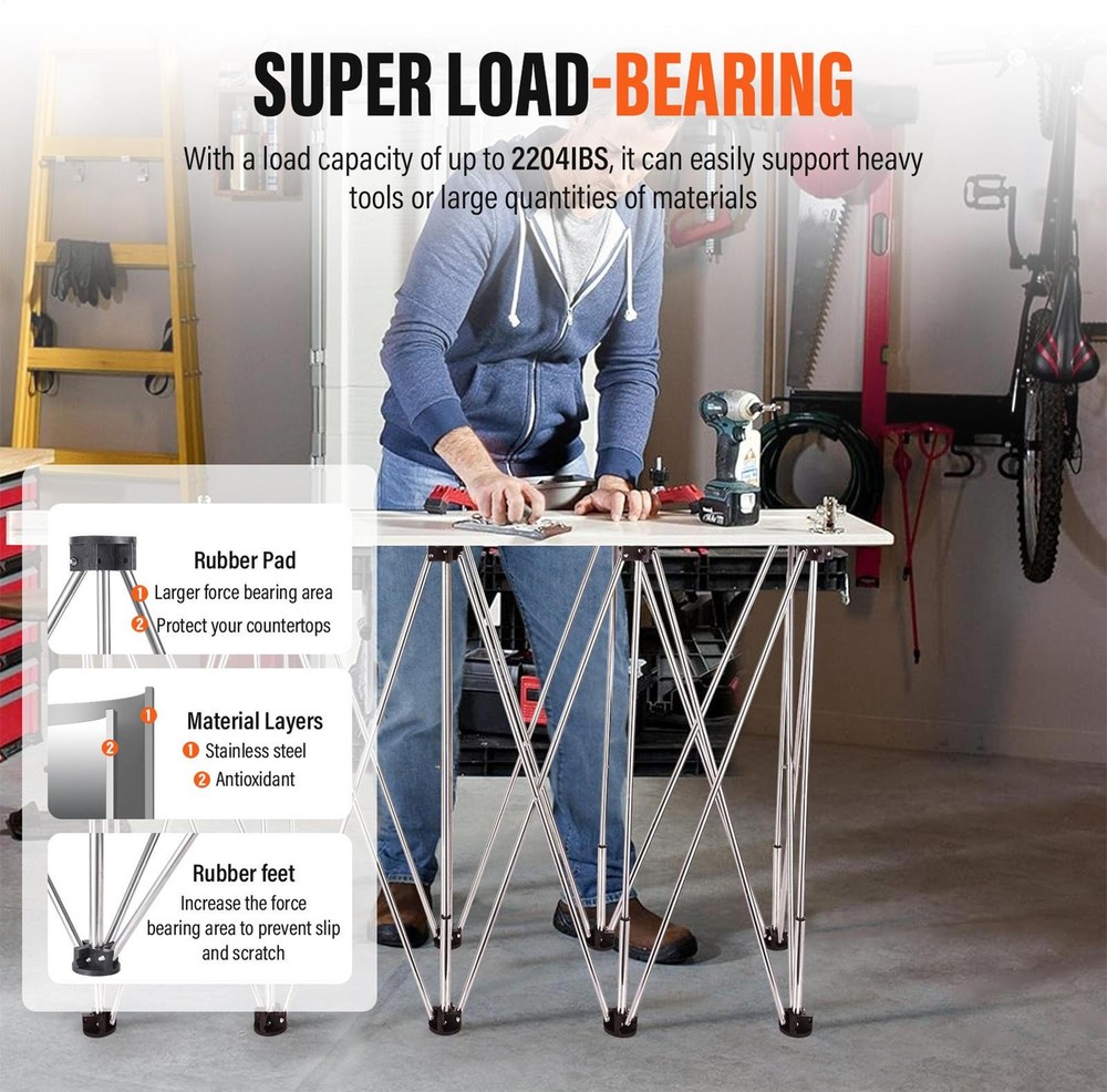 44'' Portable Workbench Collapsible Heavy Duty Folding Work Table Base