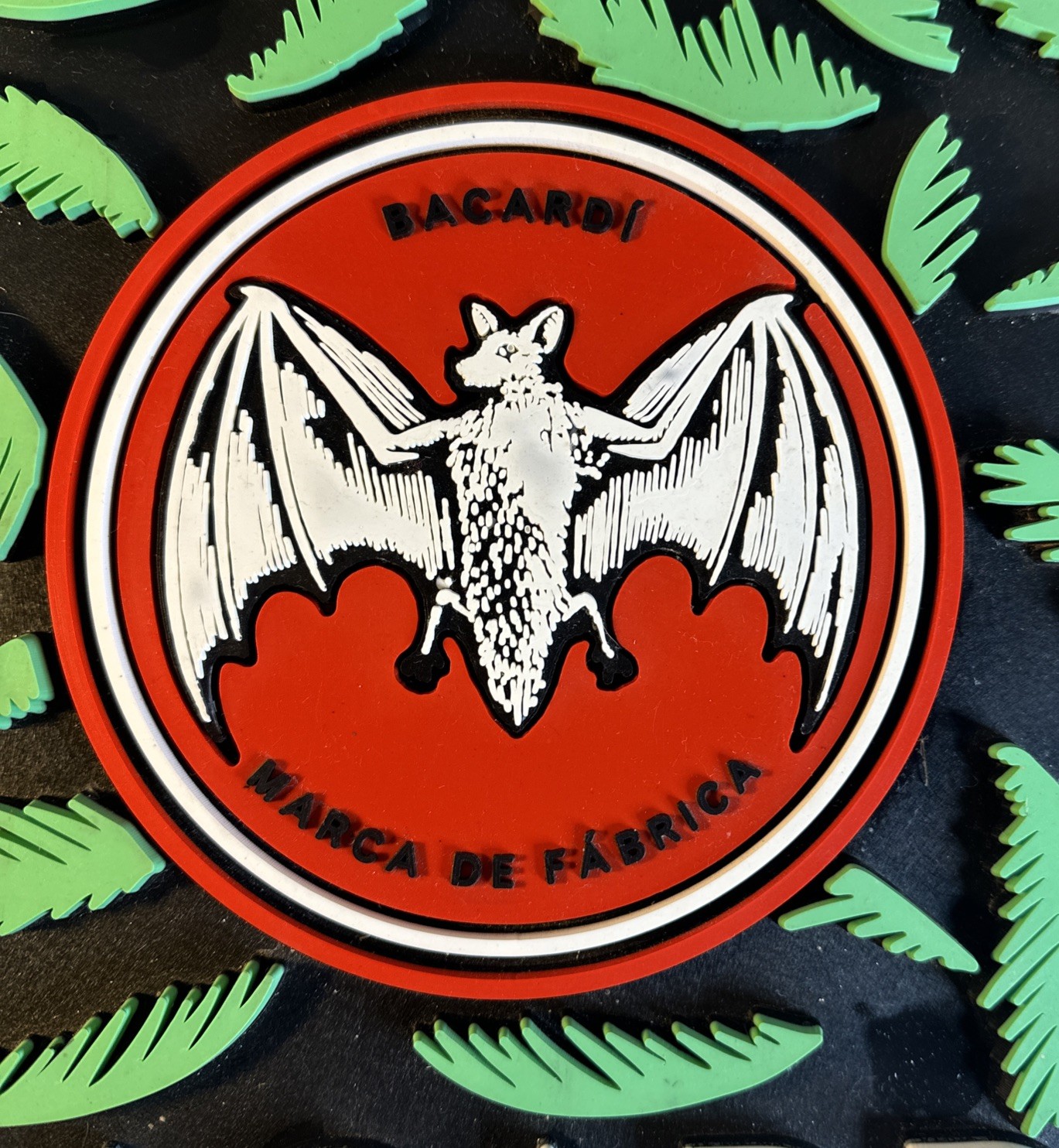 Bacardi Rum XL Bat & Palm Leaf's Beer Rubber Bar Spill Mat for tap Kegerator