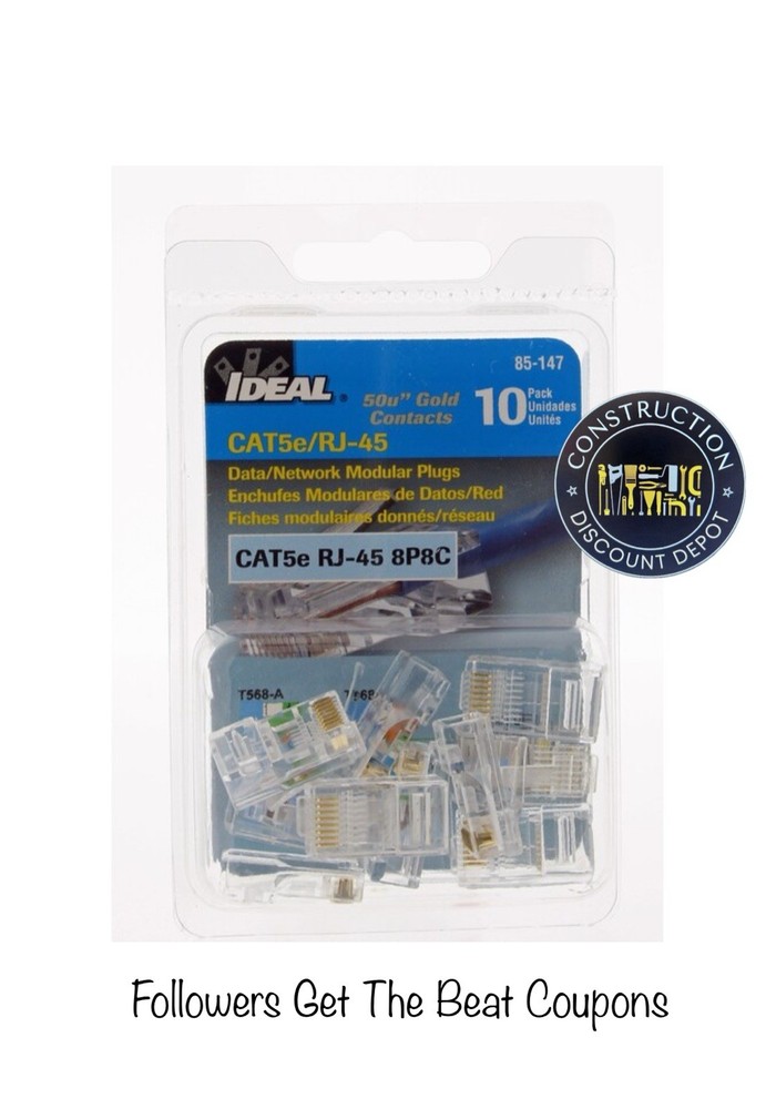 IDEAL 85-147 CAT5e/RJ-45 Data/Network Modular Plugs 10 PACK