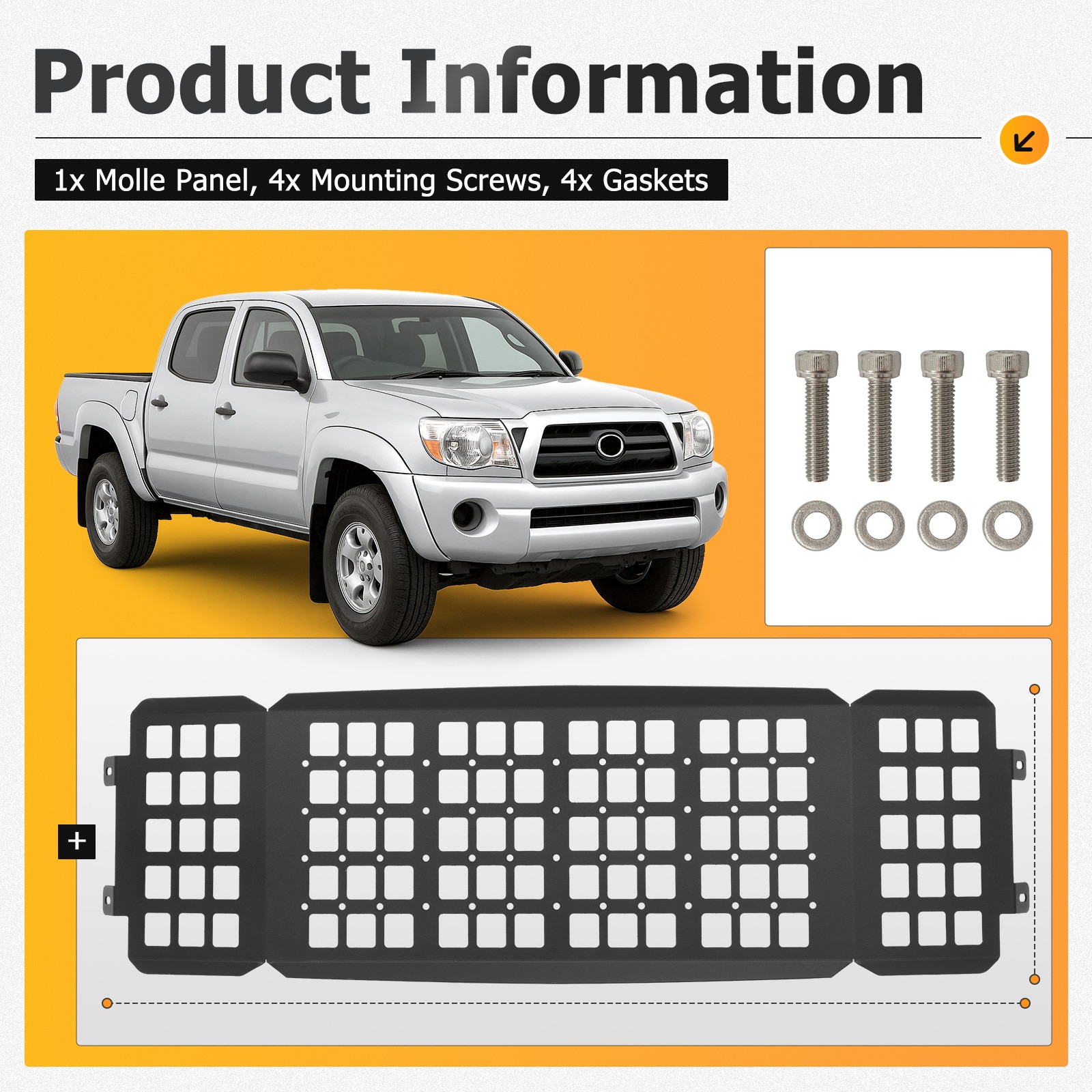 Molle Panel Roof Rack For Toyota Tacoma 2005-2015 2nd Gen Double Cab 4-Door