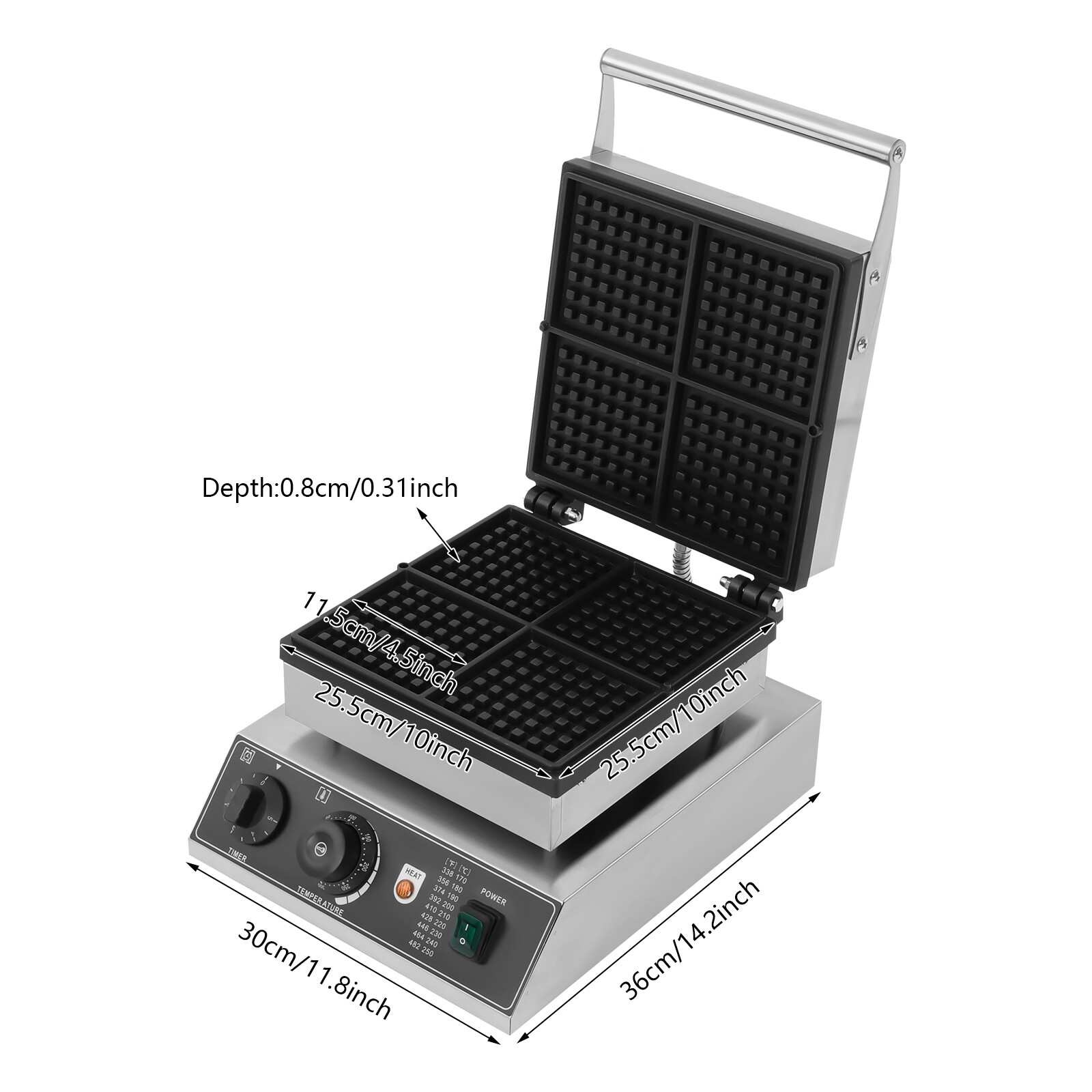 Electric Waffle Maker Commercial Belgian Waffle Baker Nonstick Baking Machine