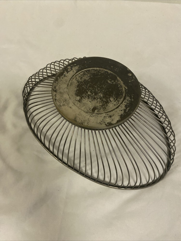 Vintage Leonard Silverplate Oval Wire Bread Basket Fruit Serving Bowl Hong Kong