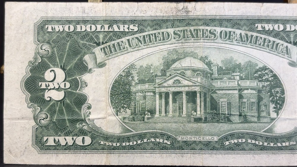 1928 G U.S. $2 Red Seal Banknote Misaligned Border Error