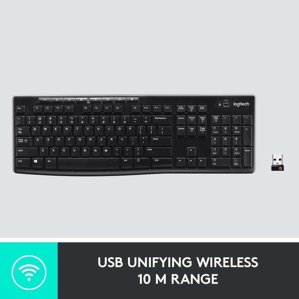 (NO USB RECEIVER) Logitech K270 Wireless Keyboard Windows/MAC Full Number Pad