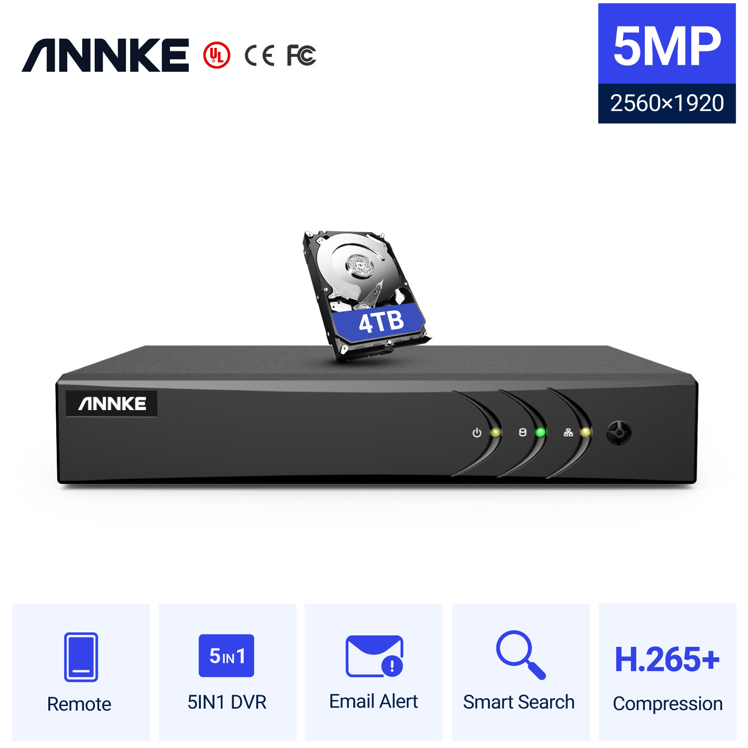 ANNKE 8CH 16CH H.265+ 5MP Lite DVR Recorder for CCTV Home Security Camera System