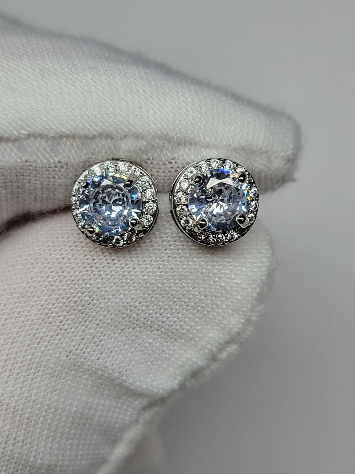 Gold, Silver Plated Stud Earrings With Cubic Zirconia Unisex, Women, Men