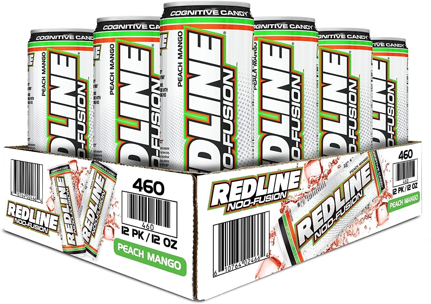 REDLINE NOO Fusion - Carbonated PreWorkout Energy Drink | Peach Mango, 12 ct