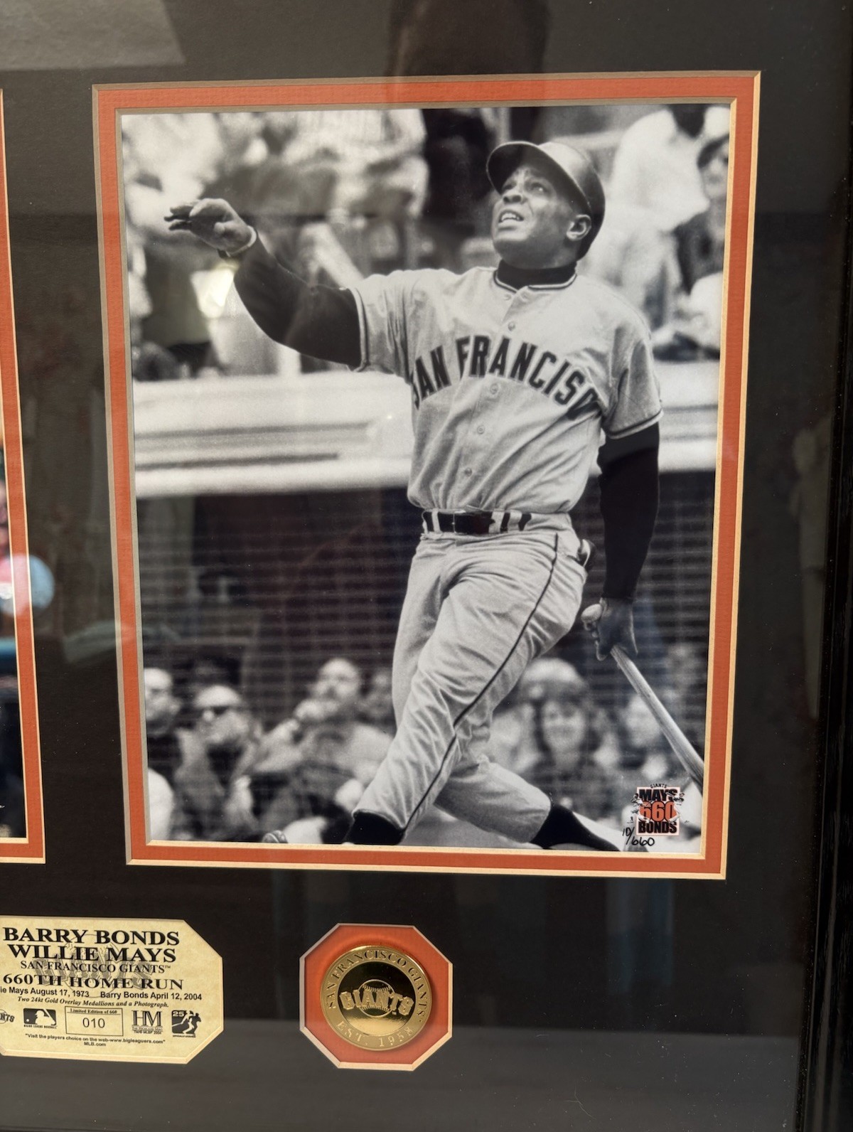 Willie Mays & Barry Bonds Highland Mint 660 Home Run Plaque! 10/660!